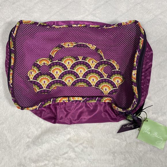 Vera Bradley Small Packing Cube Plum Crazy Toiletry Bag Makeup Bag Travel NWT - Picture 2 of 6